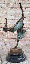 Hot Cast Bronze Dancer Girl w/ Green Patina Dress Original Vitaleh Art Sculpture