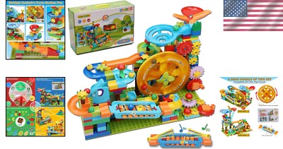 Waterwheel Piano Marble Run Toy - 233PCS Building Set for Kids