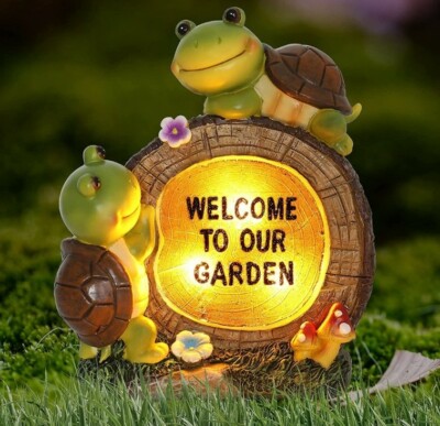 Solar Welcome To Our Garden with Turtles NEW IN BOX