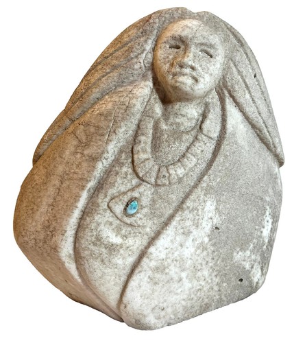 Vtg Native American Carved Stone Woman Sculpture Figurine Zuni Corn Maiden