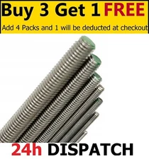 Threaded Rod -  M3 - M30 Threaded Bar 1000mm Steel Zinc Plated