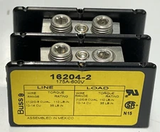 Buss 16204-2 Power Block Terminal 175 Amp, 600 Volt, 2 Pole Cooper Bussmann USED