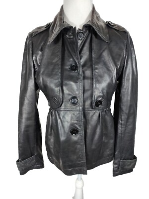 Kenneth Cole Ems Sz S Black Super Soft Genuine Leather Coat