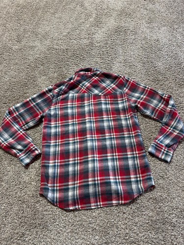 Volcom Workwear Mens Flannel Shirt Metal Snap Size Medium Plaid Red Long Sleeve - Picture 8 of 8