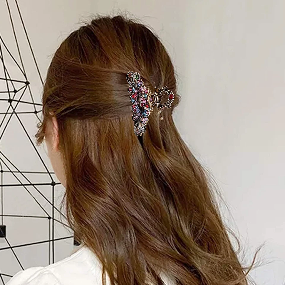 Pinzas de mandíbula de cristal con diamantes de imitación accesorios de pasador de cabello de lujo para mujeres Foto 4 de 4