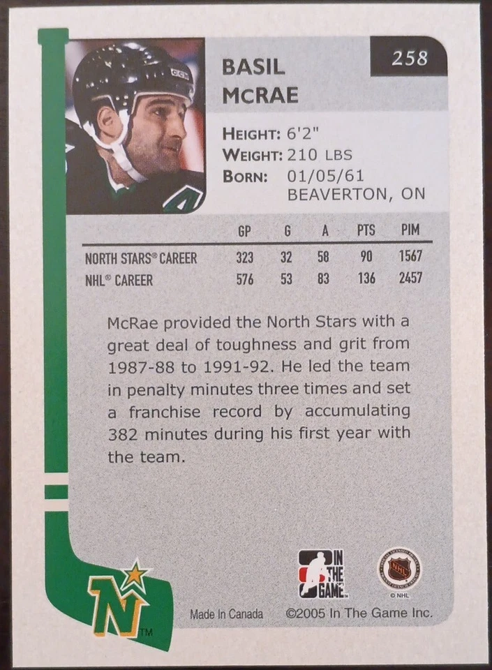 2004 - 2005 ITG Basil McRae Franchise Hockey West #258 Hockey Card  - Image 2 of 2