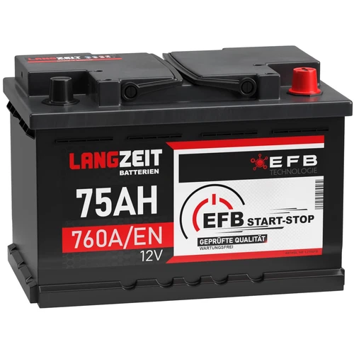 LANGZEIT EFB Batterie 75Ah 12V 760A/EN Start-Stop Batterie Autobatterie 70Ah - Bild 1 von 6