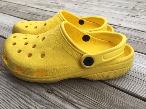Crocs Yellow Unisex Clogs Slip On Shoes 