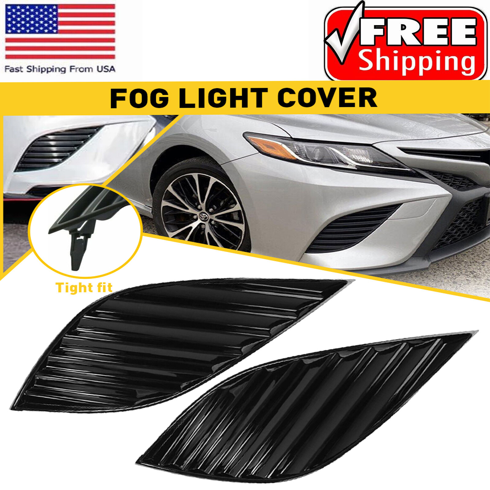 FRONT DRIVER & PASSENGER FOG LIGHT COVER BEZEL FOR LAMP Toyota Camry SE 18-20