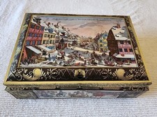 E. Otto Schmidt Nurnberg Hinged Bevel Raised Lid Tin 16.5"x 11.75" x 6.7" Cookie