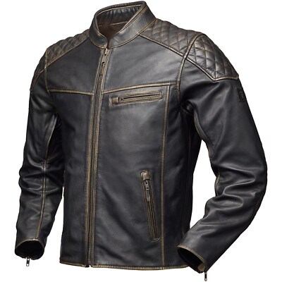 Biker Lederjacke Herren Motorrad Lederjacke RÃ¼ckenprotektor