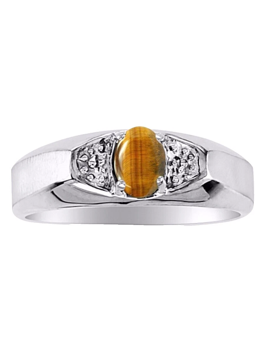 Мужские кольца Tigers Eye белое золото 14k