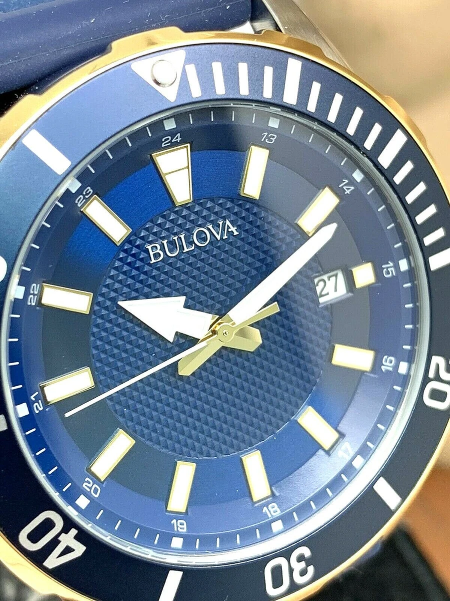 Bulova Men s Watch 98B345 Diver Quartz 44mm Two Tone Blue Dial