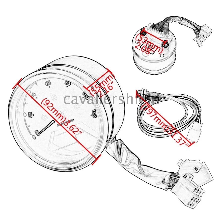 Black Universal LCD Digital Motorcycle Speedometer Tachometer Odometer Gauge - Image 2 of 4