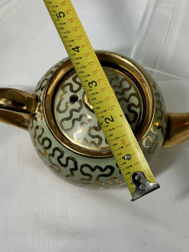 Sadler Teapot Inside Terra cotta Mint Green With Gold Accents Vintage Antique - Picture 20 of 24