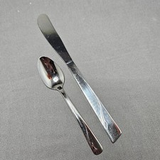 VINTAGE Oneida Oceanic Stainless Flatware 1950s Baby Toddler Child Spoon Knife