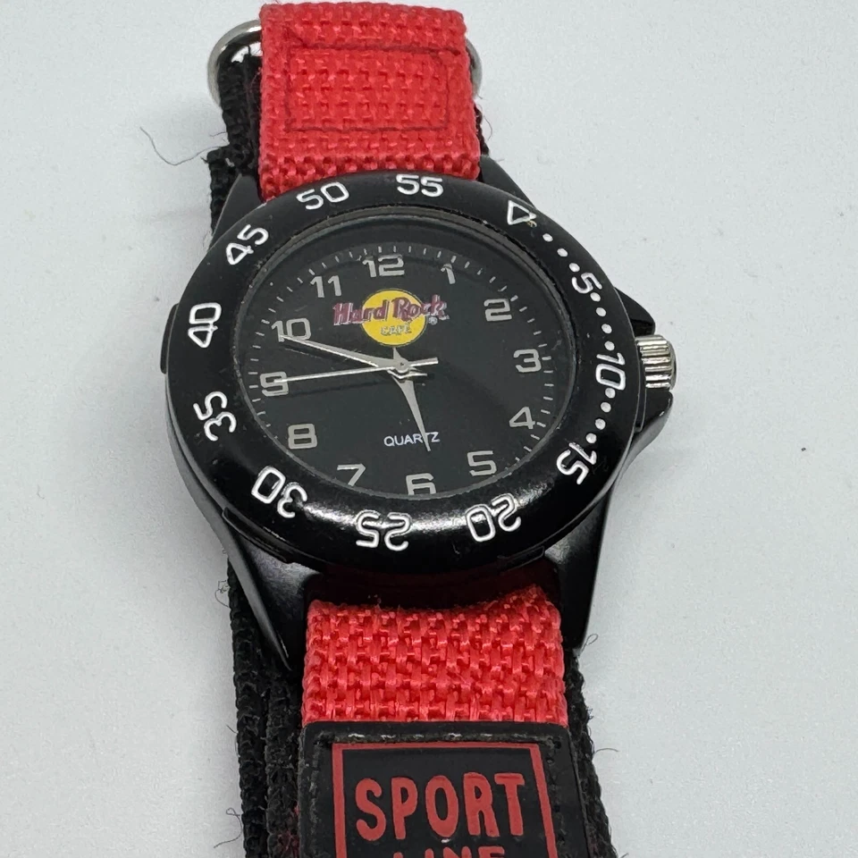 Reloj de Cuarzo Hard Rock Café Hombre Negro Bisel Giratorio Banda de Nylon Batería Nueva Foto 2 de 4