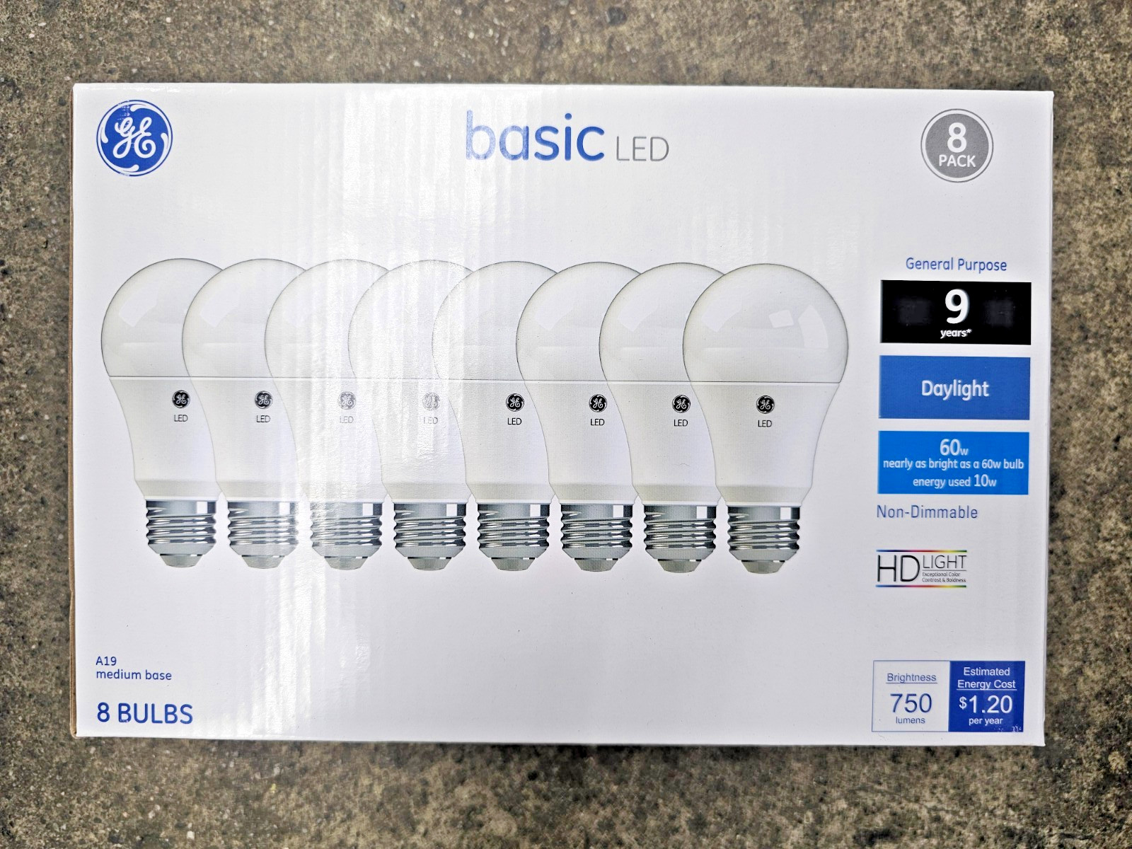 GE Basic 60-Watt EQ A19 Daylight LED Light Bulb (8-Pack)