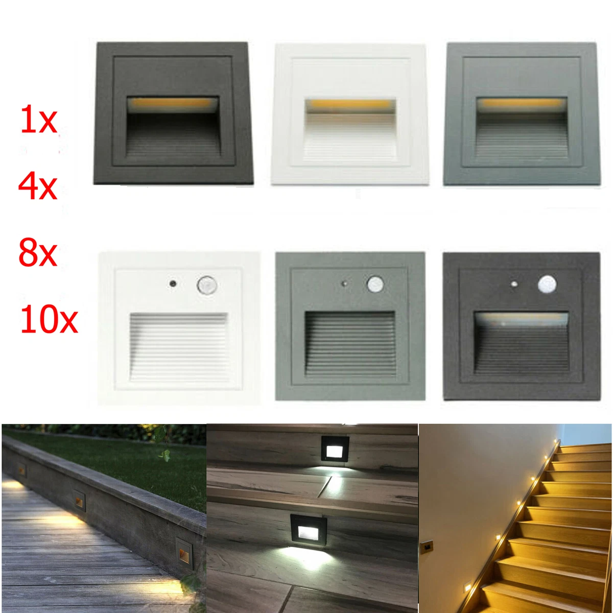 3W Waterproof LED Recessed Lights Step Pathway Bathroom Decking
