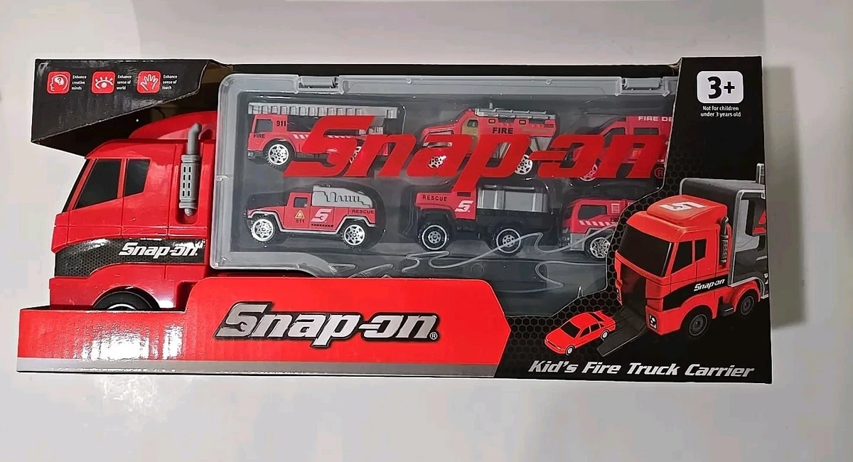 Snap On Tools Kids Fire Truck Carrier Toy Double Sided & Handle