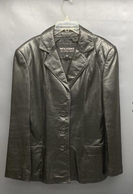 Wilsons Women's Black Leather Three Button Jacket Size Small