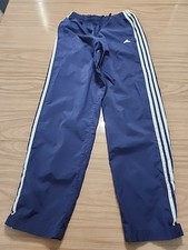 Vintage Adidas Windbreaker Pants, Medium, Blue With Stripes, Drawsting And...