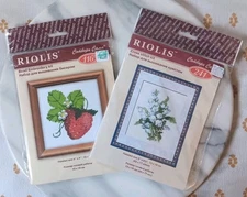 RIOLIS Cross Stitch Kit 2 LOT -  Garden Strawberry 1165 & Lily of The Valley 241