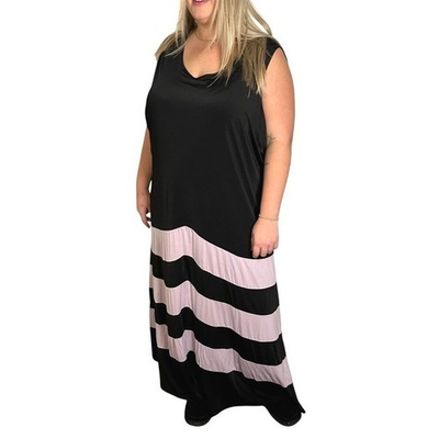 #ad Dora Landa Women#x27;s Maxi Dress Black amp; Pink Stretch Flowy Boho Fairy 5X NWOT $39.97