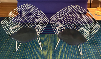 Pair of Vintage MCM Diamond Chairs designed by Harry Bertoia for Knoll