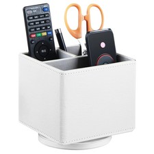 Remote Control Holder PU Leather TV Remote Caddy Table 360 Swivel Stand