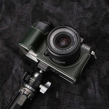Vintage Genuine Leather Half-Wrap Camera Case Protector for Fuji X-S20 Green