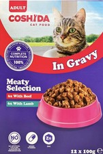 1x Coshida Cat Food Pouches - Lamb & Beef - In Gravy - Buy 3 Box Get 1 Box Free