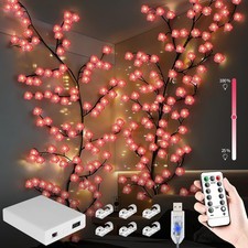 Cherry Branch Lights, 144 Willow Vine Light Garland Lighting with Remote Cont...