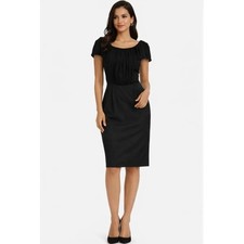 Alice + Olivia Black Pleated Front Office/Business Sheath Dress size 10