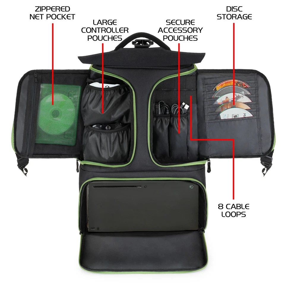 ENHANCE Gaming Backpack for Xbox Sereies X , S with Storage Compartments - Image 3 of 4