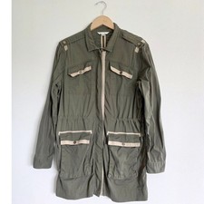 Cabi Military Utility Anorak Safari Jacket Contrast Trim Olive Green