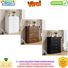Chest of 5 Drawers Dresser for Bedroom Nightstand Storage Organizer Wood Cabinet