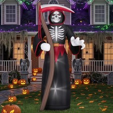 8FT Halloween Inflatables Outdoor, Giant Grim Reaper Blow Up Yard Decor Hallowee