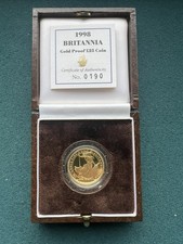 1998 1/4 oz Gold Proof Britannia, Boxed & Coa, Excellent.