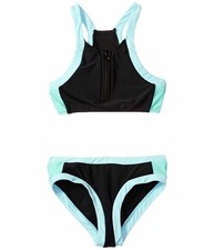 Seafolly Kids Aztec Tapestry Zip Front Tankini Set Black Size 12 -
