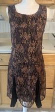Disney Pixar Coco Brown/Black Floral Lace Overlay Sleeveless Dress Size Large