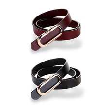 Women's Leather Belts Durable Waist Belt Oval Solid Gold Buckle Width
