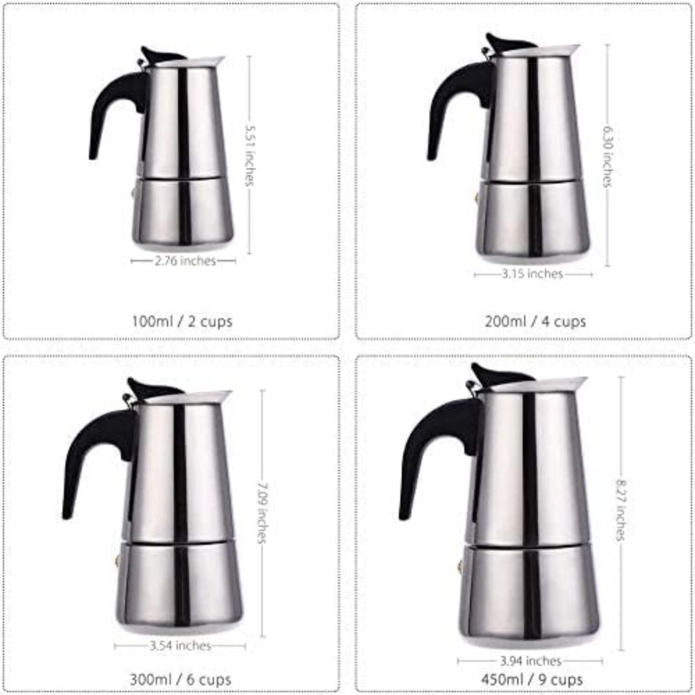 Stainless Steel Stovetop Espresso Mocha Coffee Maker Percolator Pot 100ml