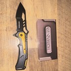 WarTech Black/Gold Aluminum Handle Drop Point Plain Blade Manual Pocketknife — photo 1