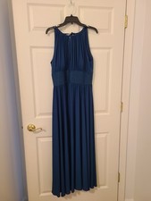 JS Boutique Blue Sleeveless Long Gown Dress Women's Size 14 Solid