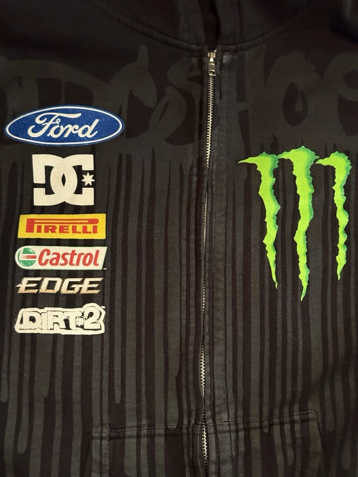 Ken Block Monster Energy DC Zapatos Y2K Vintage Cremallera Sudadera con Capucha XL - Imagen 4 de 4