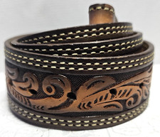 VTG. 90s Western Cowhide Leather Belt -NO BUCKLE - Size 44