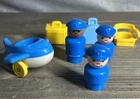 VTG 1980 Fisher Price Little People Pilot and Small Plane Lot — Luggage 3 Figs