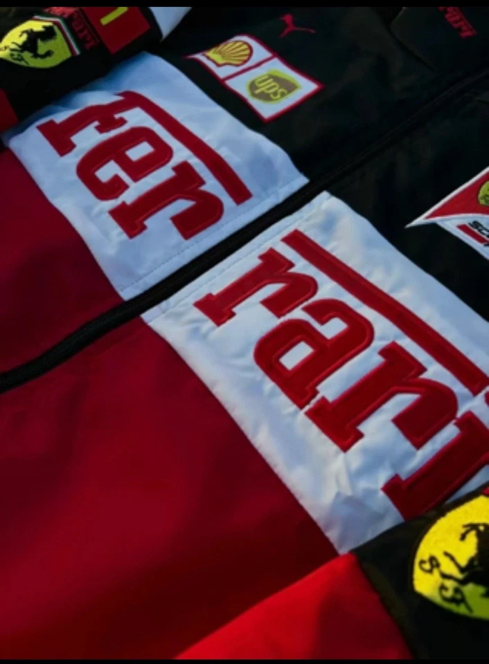 Vintage Ferrari Racing Jacket F1 Team Scuderia Embroidered Logo Mens  Red&black - Image 3 of 4
