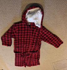 Holiday Collection Long Buffalo Plaid Hooded Fleece Robe NEW